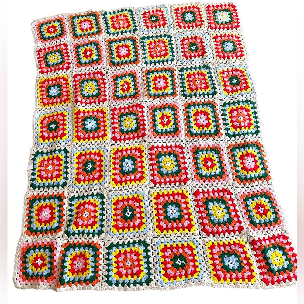 Vintage Handmade Crochet Afghan 62x50